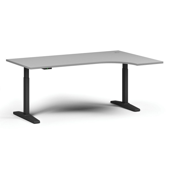 Stół z regulacją wysokości ULIX, elektryczny, 675-1325 mm, narożnik prawy, blat 1800x1200 mm, podstawa czarna, szary