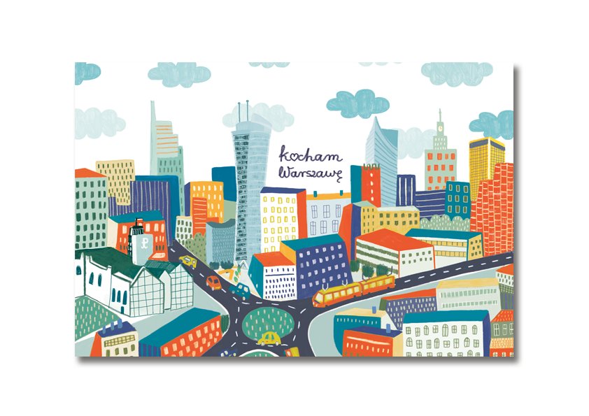 Pocztówka Kocham Warszawę / Panorama Wola