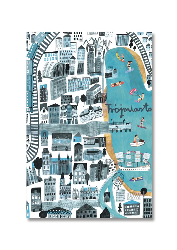 Pocztówka Trójmiasto Mapa