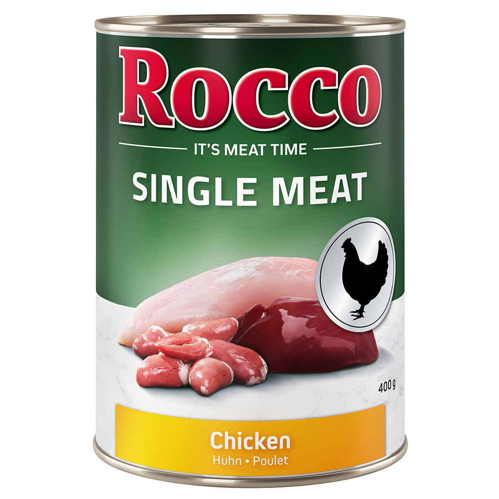 10 + 2 gratis! Rocco Single Meat, 12 x 400 g - Kurczak