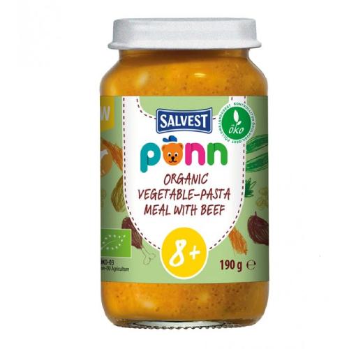 SALVEST PÕNN BIO Wołowina z makaronem, 190g KRÓTKA DATA 06.01.2024