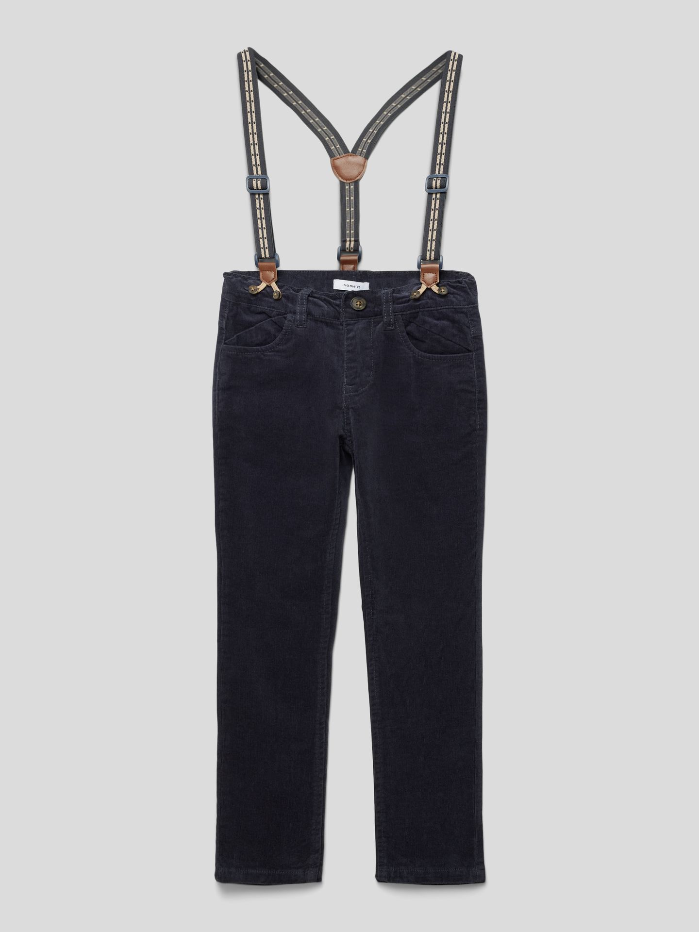 Spodnie sztruksowe o kroju slim fit z szelkami model ‘RYAN’