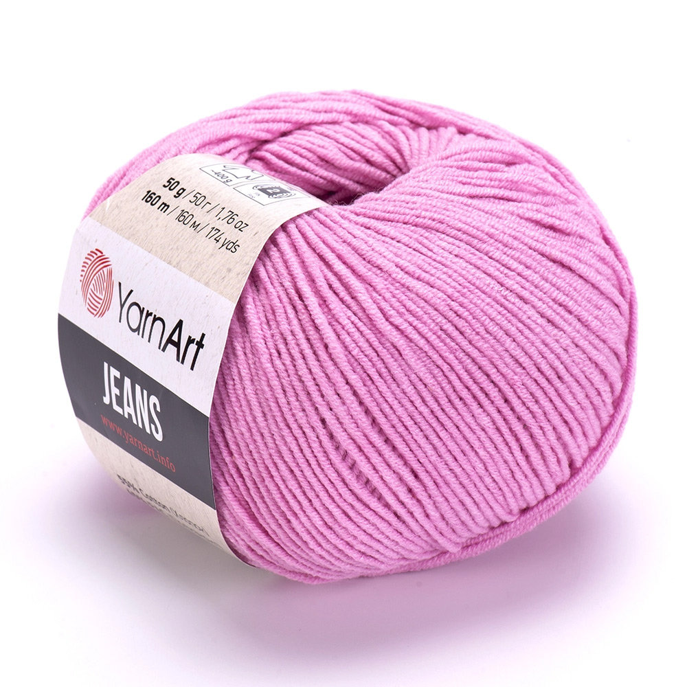 Włóczka YarnArt Jeans nr 20 lila róż, bawełna + akryl, na maskotki, 160m