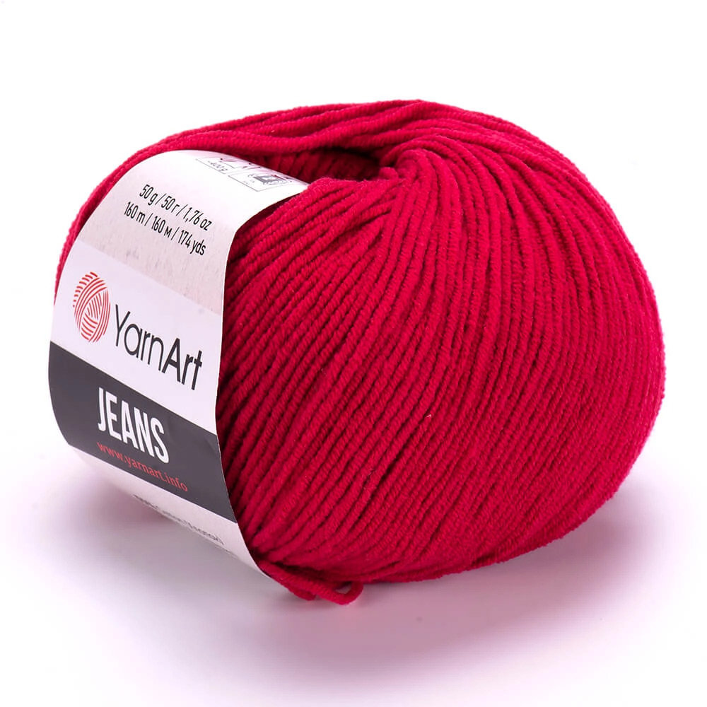 Włóczka bawełniana YarnArt Jeans nr 51 malinowy, na maskotki, 160m, 50g