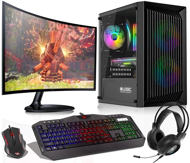 Komputer ZESTAW GAMINGOWY RGB Ryzen 5 3600 RX 6600 64GB SSD 1TB W11 LCD 24''