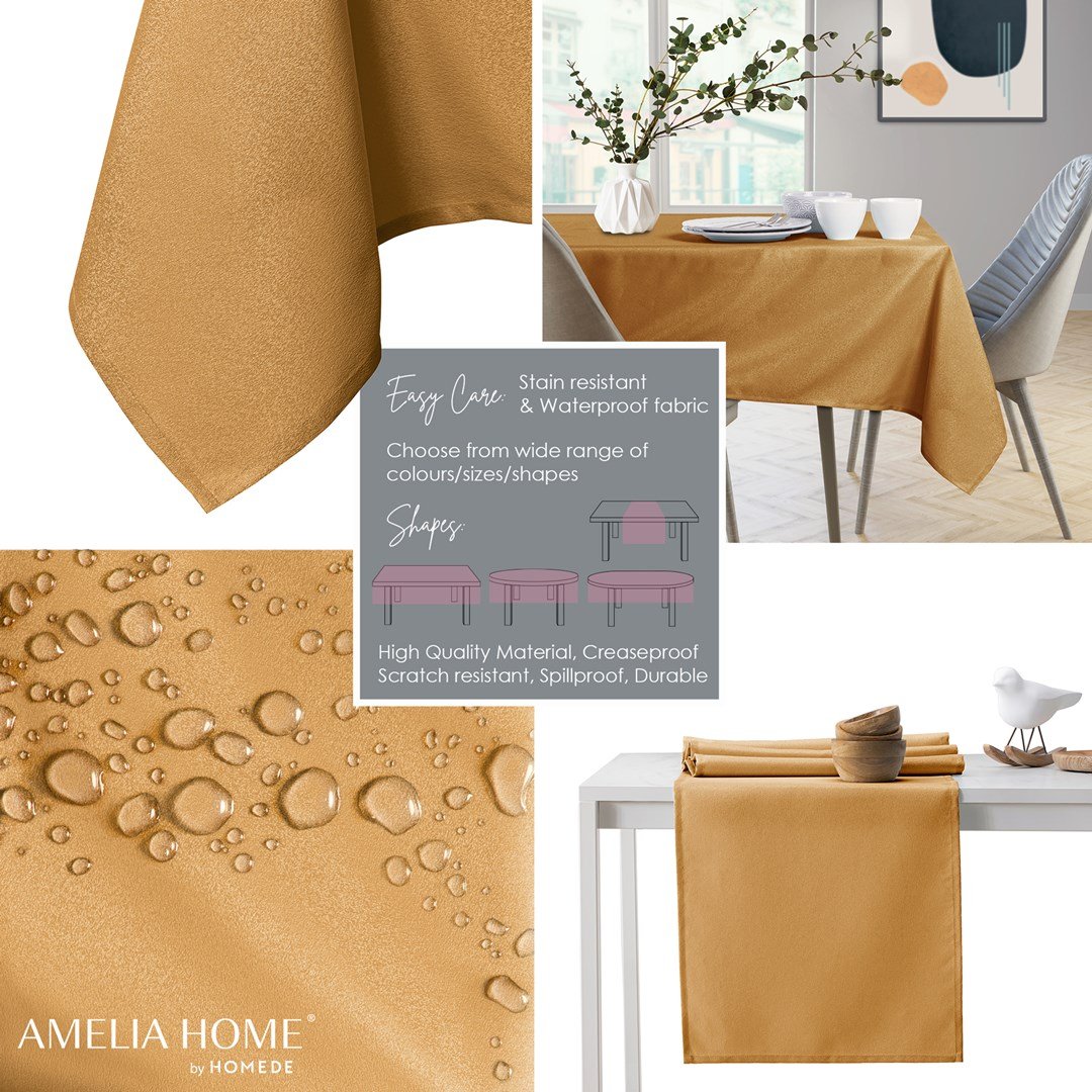 AmeliaHome, Obrus Empire Złoty Gładki Klasyczny 100 koło AmeliaHome