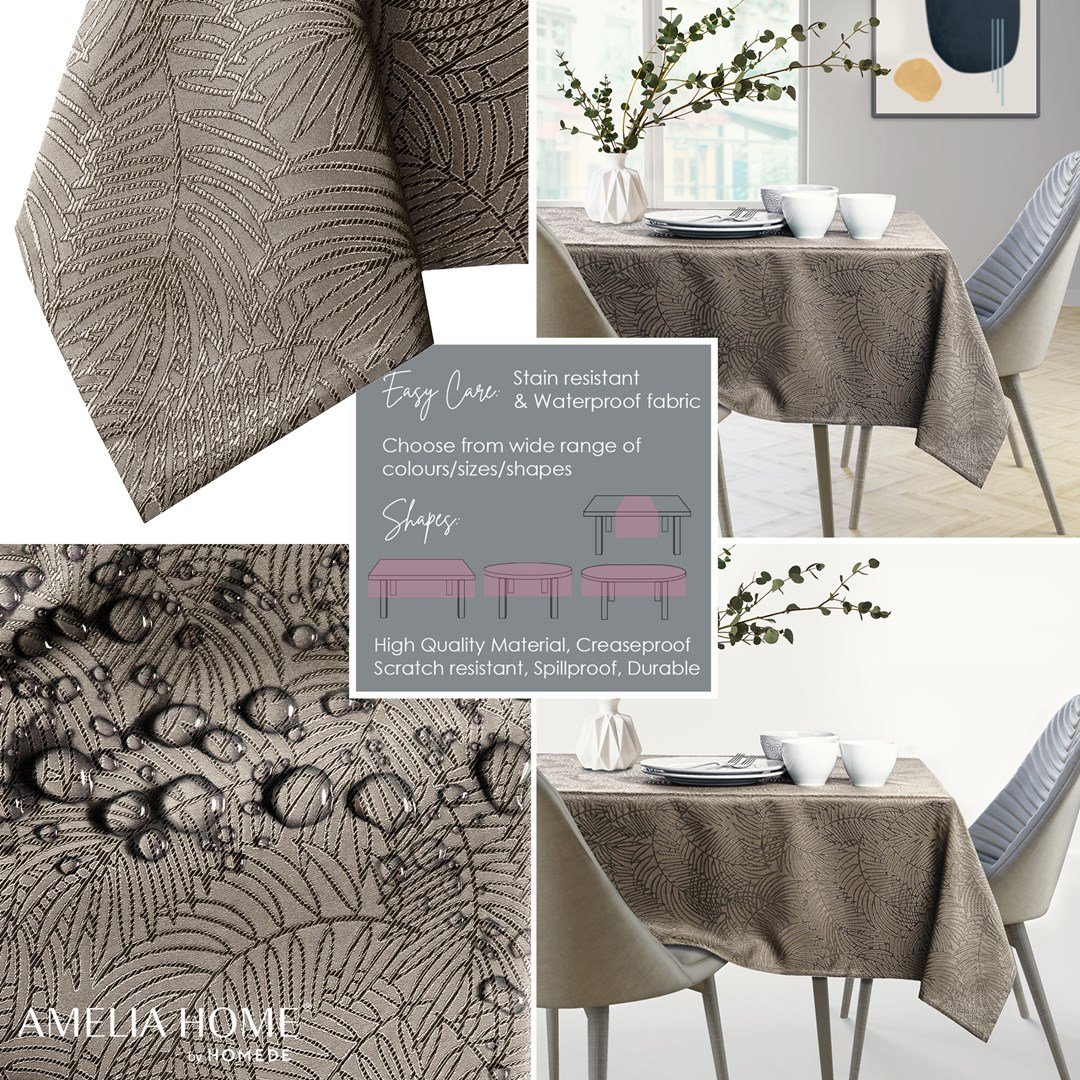 AmeliaHome, Obrus Gaia Cappuccino Tłoczony Roślinny 80x80 AmeliaHome