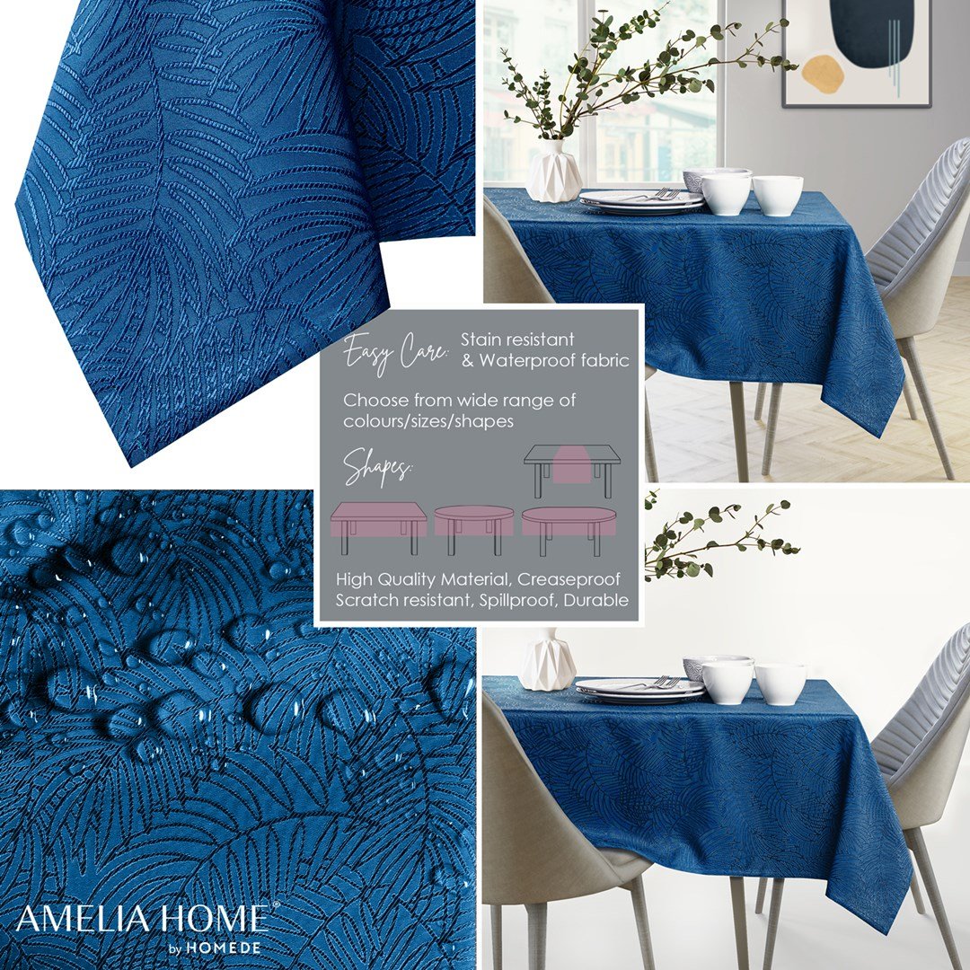 AmeliaHome, Obrus Gaia Indygo Tłoczony Roślinny 80x80 AmeliaHome
