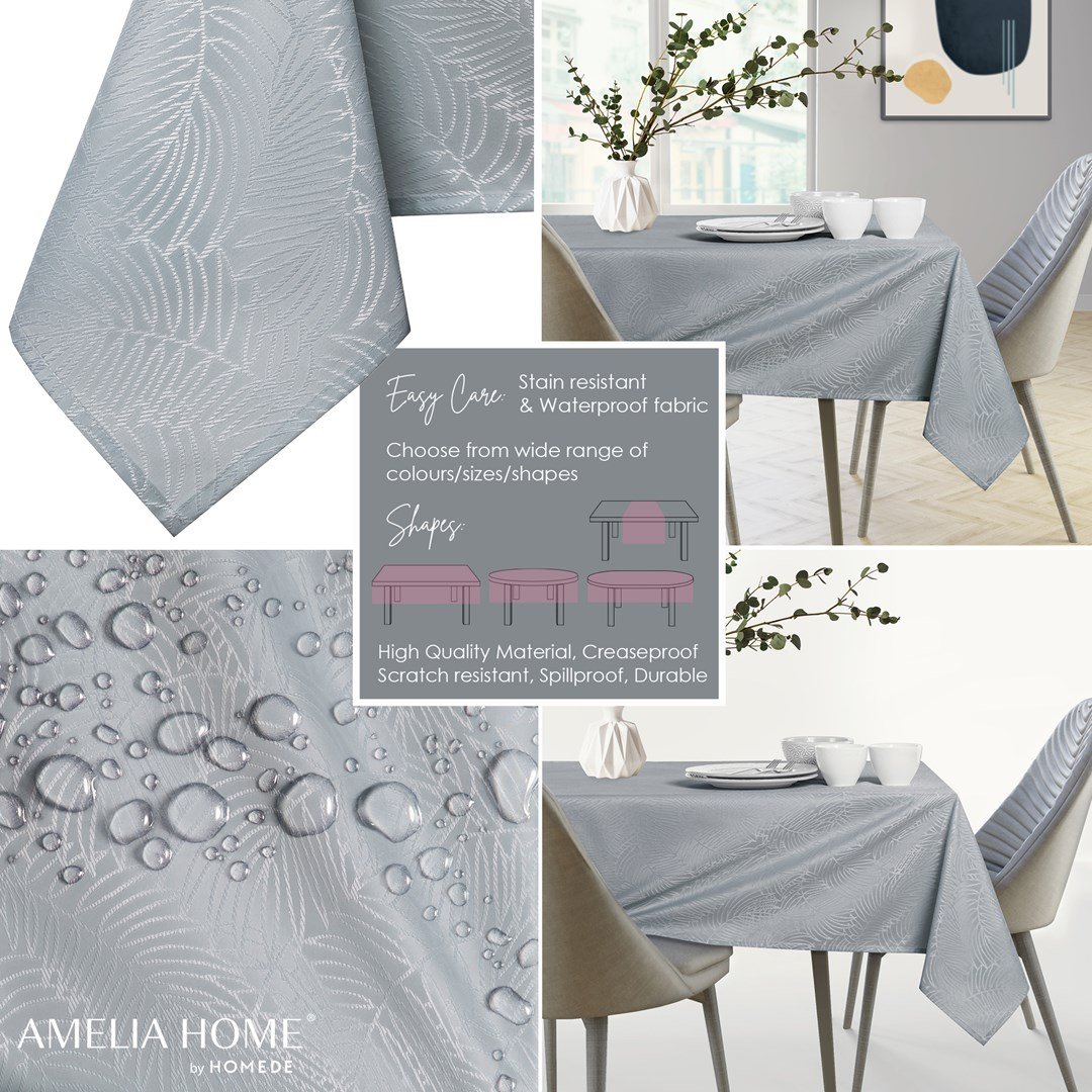 AmeliaHome, Obrus Gaia Szary Tłoczony Roślinny 100x100 AmeliaHome