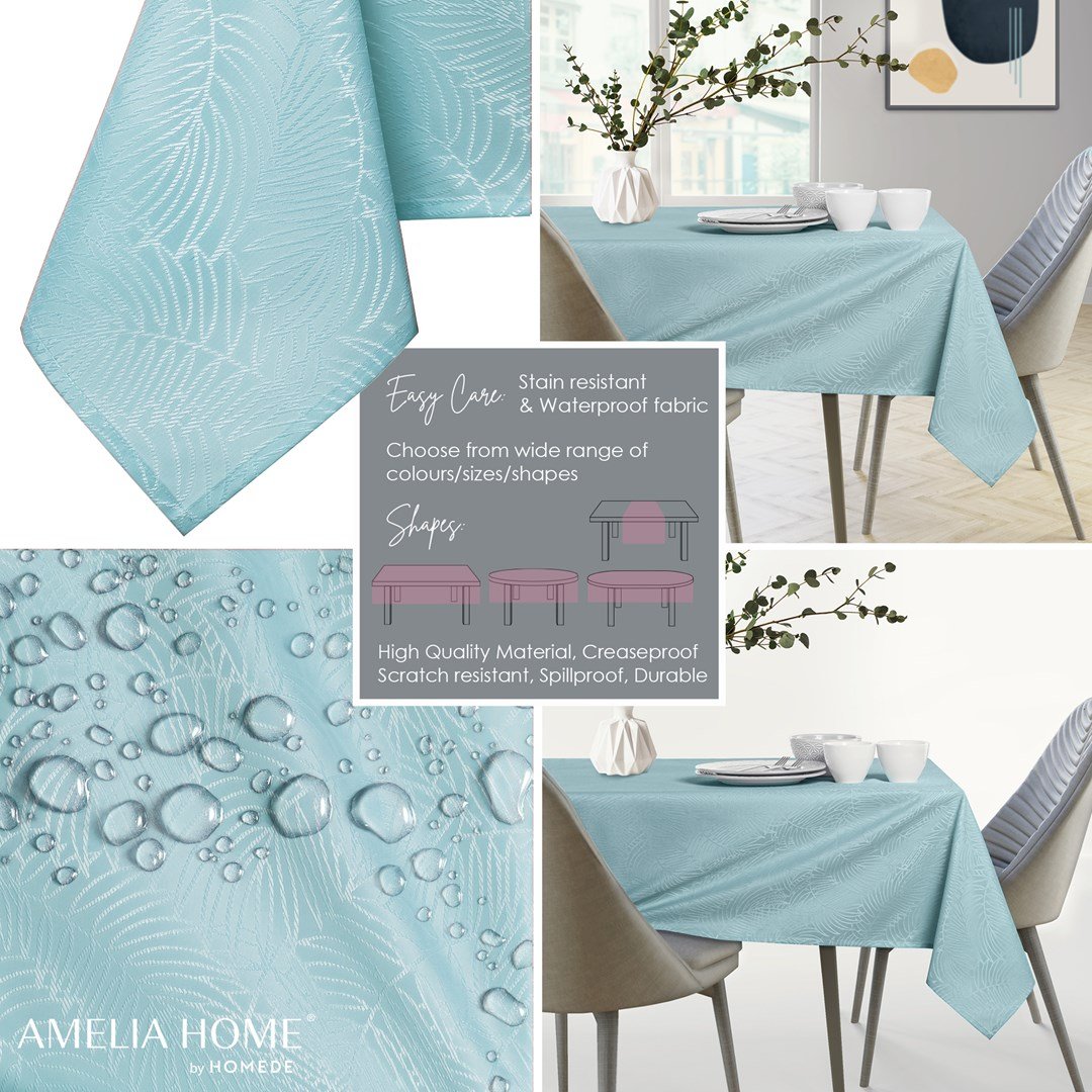 AmeliaHome, Obrus Gaia Niebieski Tłoczony Roślinny 120x220 AmeliaHome