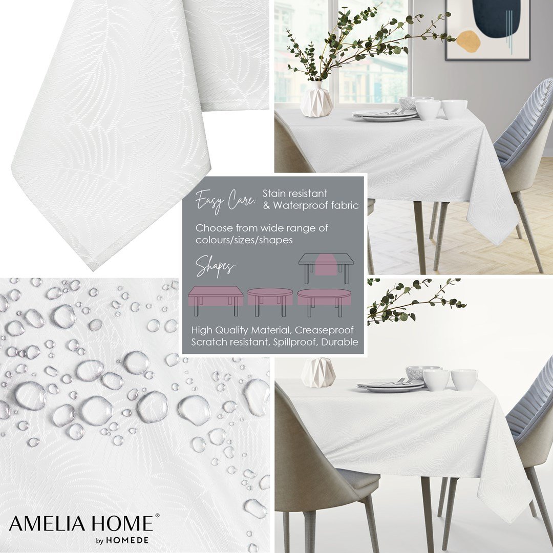 AmeliaHome, Obrus Gaia Biały Tłoczony Roślinny 80x80 AmeliaHome