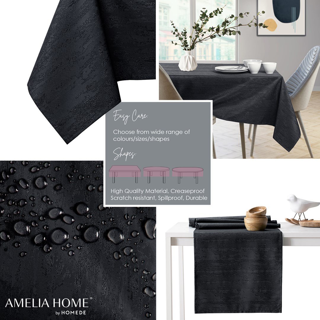 AmeliaHome, Obrus Vesta Czarny Tłoczony Nowoczesny 80x80 AmeliaHome