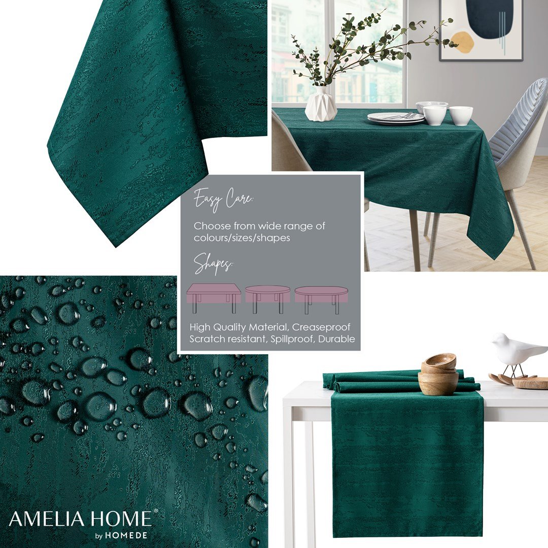 AmeliaHome, Obrus Vesta Butelkowa zieleń Tłoczony Nowoczesny 80x80 AmeliaHome
