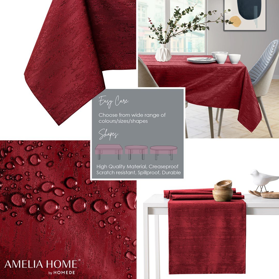 AmeliaHome, Obrus Vesta Bordowy Tłoczony Nowoczesny 80x80 AmeliaHome