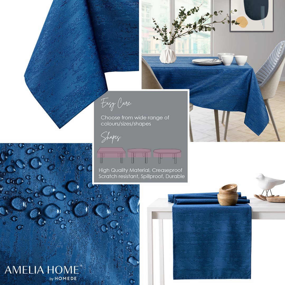 AmeliaHome, Obrus Vesta Indygo Tłoczony Nowoczesny 100x100 AmeliaHome