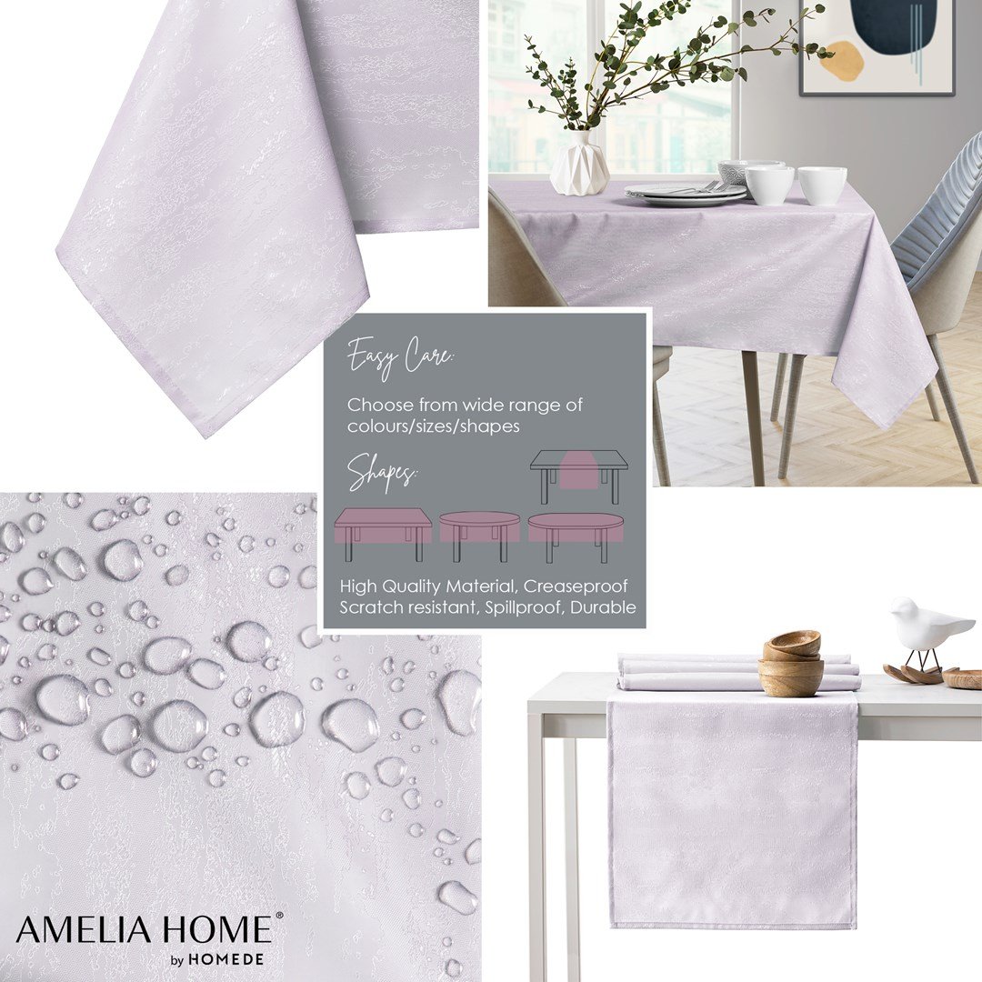 AmeliaHome, Obrus Vesta Liliowy Tłoczony Nowoczesny 100x100 AmeliaHome