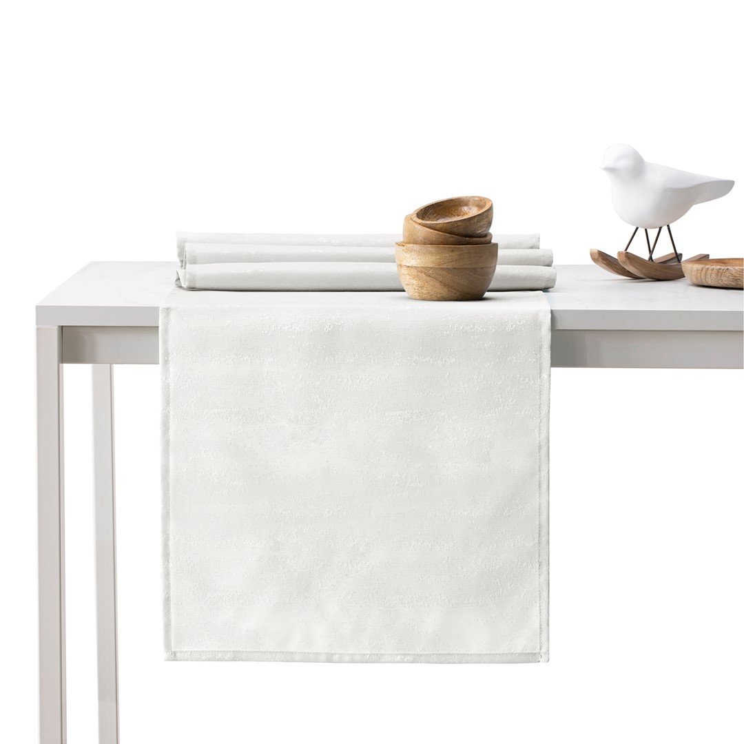 AmeliaHome, Obrus Vesta Kremowy Tłoczony Nowoczesny 115x250+35x250 AmeliaHome