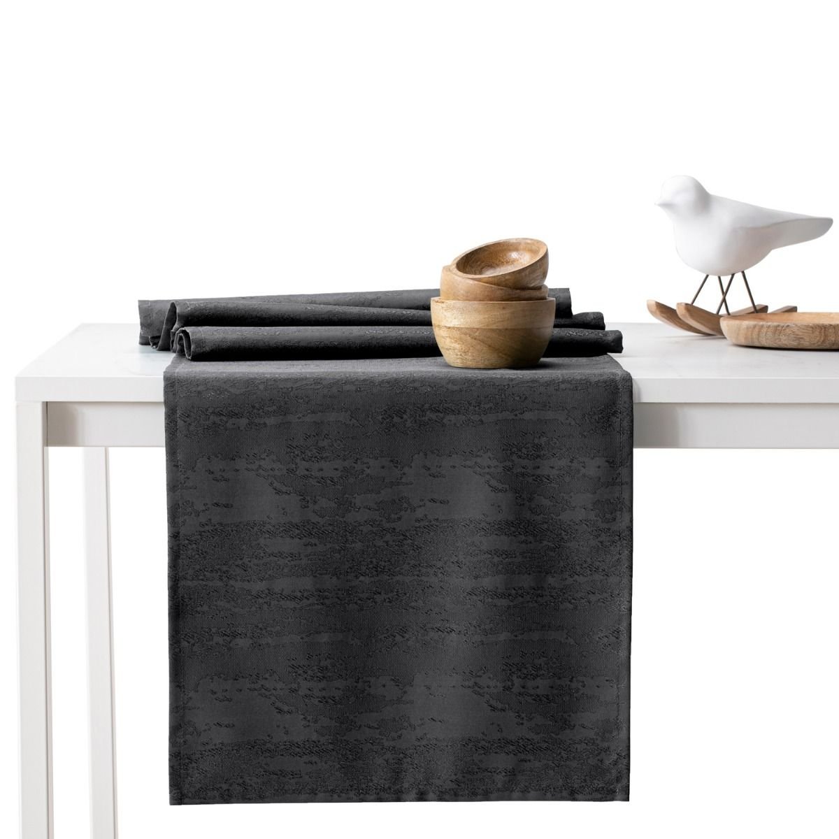 AmeliaHome, Obrus Vesta Grafitowy Tłoczony Nowoczesny 115x300+35x300 AmeliaHome