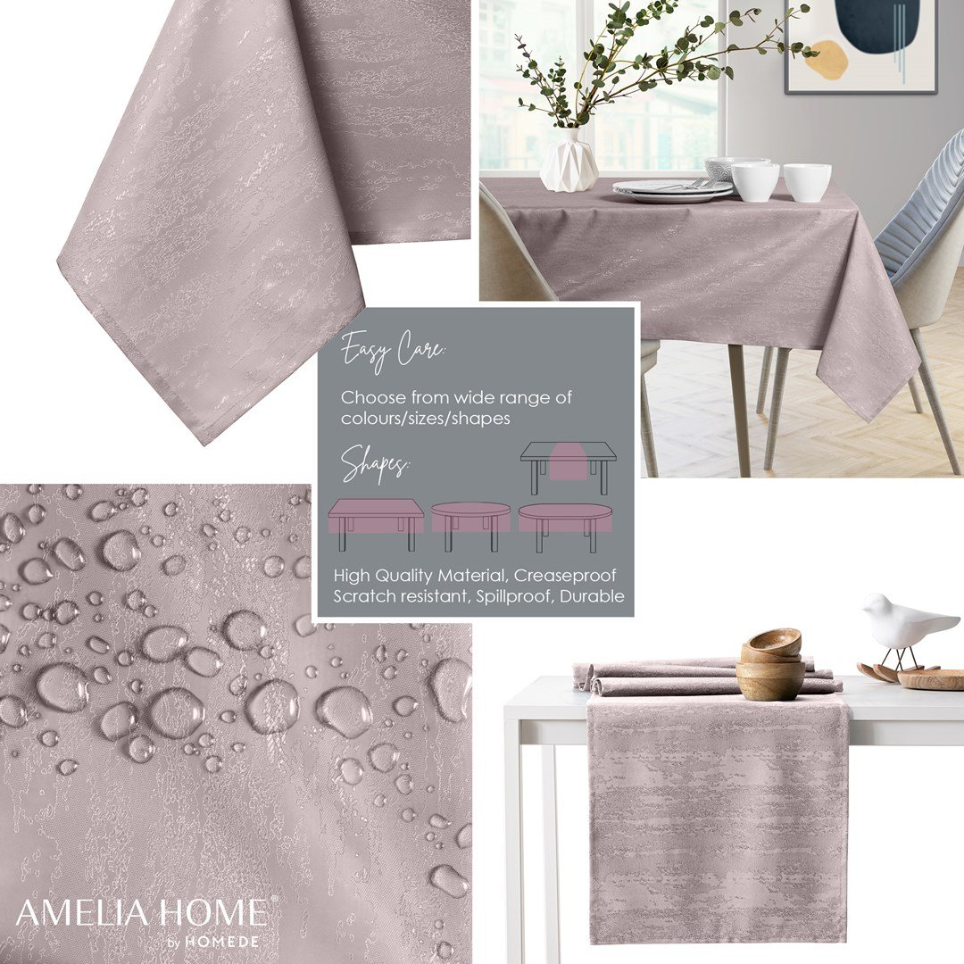AmeliaHome, Obrus Vesta Pudrowy róż Tłoczony Nowoczesny 40x40 AmeliaHome