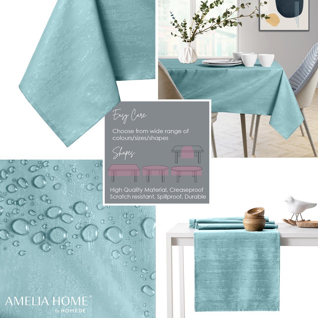 AmeliaHome, Obrus Vesta Niebieski Tłoczony Nowoczesny 100x100 AmeliaHome