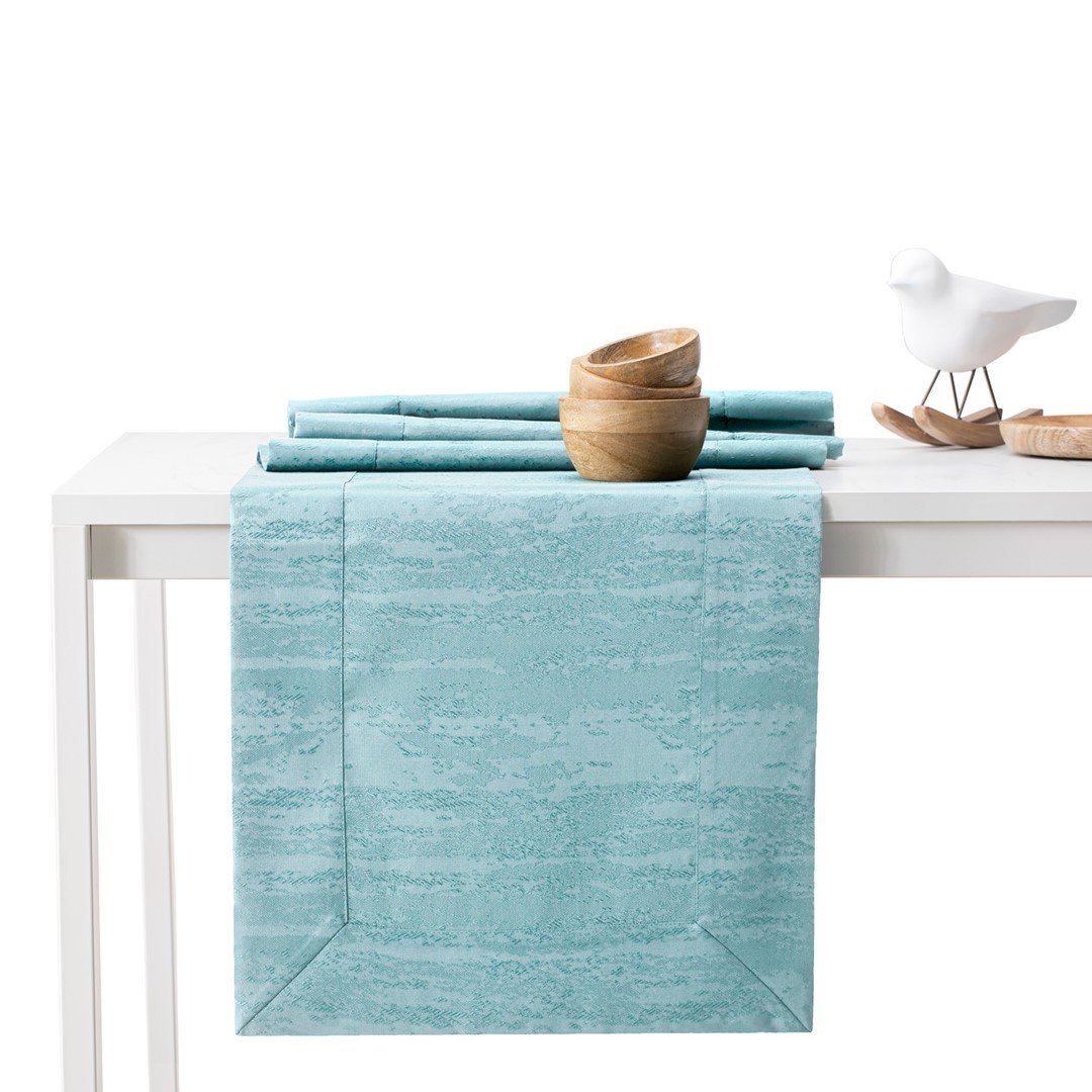 AmeliaHome, Obrus Vesta Niebieski Tłoczony Nowoczesny 115x300+35x300 AmeliaHome