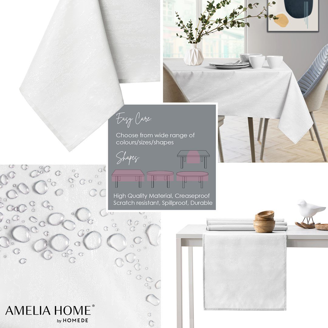AmeliaHome, Obrus Vesta Biały Tłoczony Nowoczesny 100 koło AmeliaHome