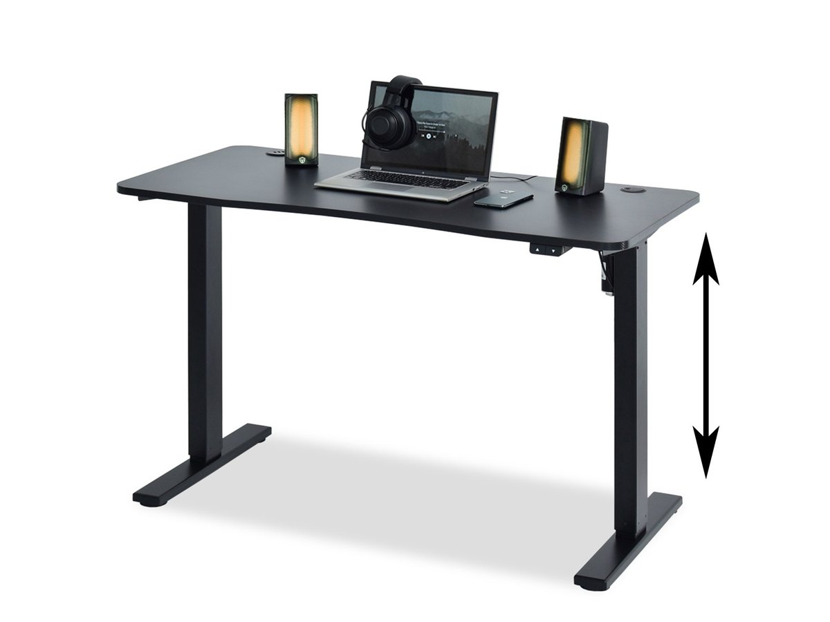 BIURKO REGULOWANE ELEKTRYCZNIE WILLY CZARNY KARBON NA CZARNEJ