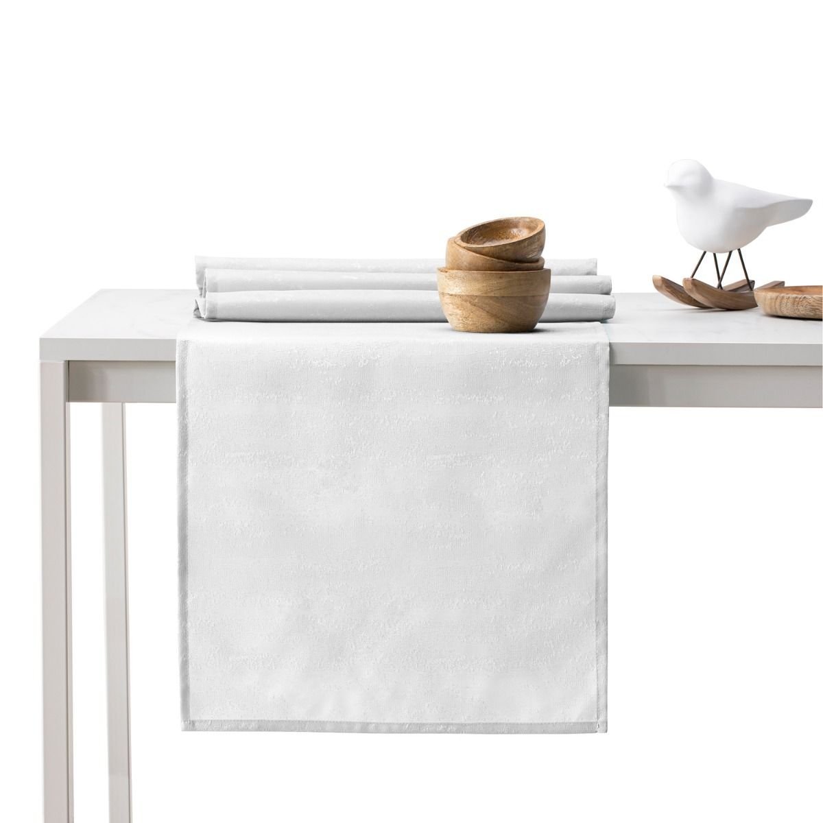 AmeliaHome, Obrus Vesta Biały Tłoczony Nowoczesny 115x250+35x250 AmeliaHome