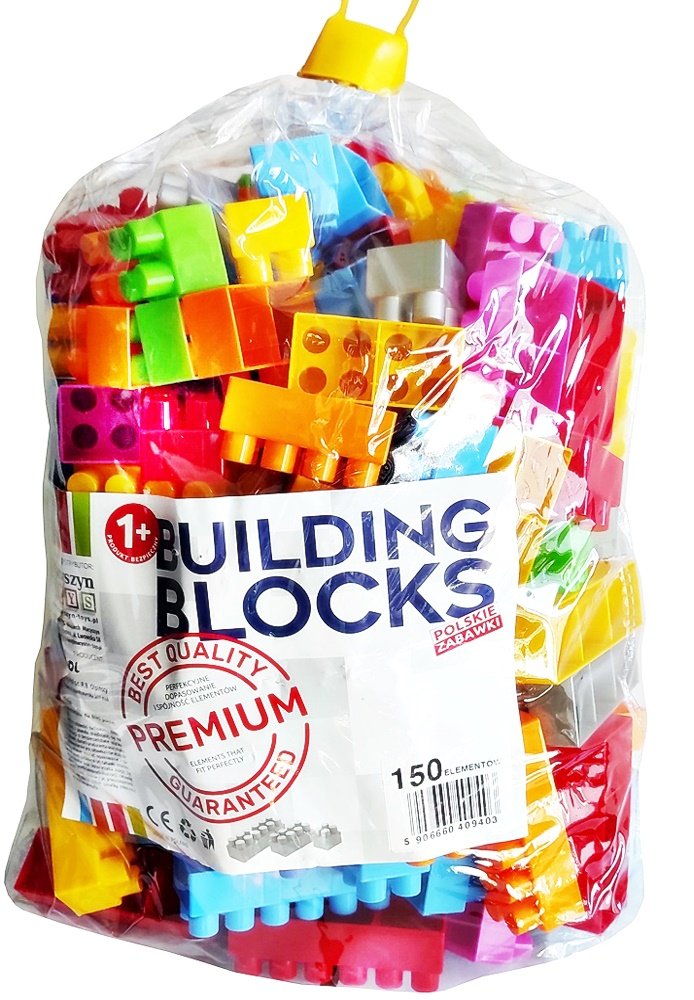 Duże klocki konstrukcyjne 150 el., premium, polskie, bezpieczne. Wiek 1+