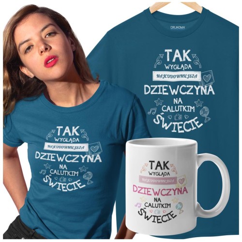 Koszulka dla Dziewczyny w zestawie z kubkiem z nadrukiem 