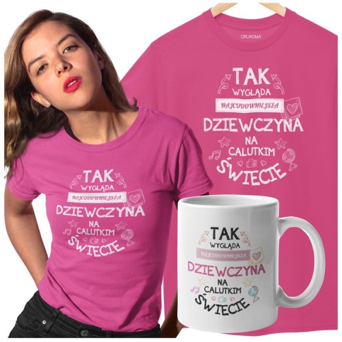 Koszulka dla Dziewczyny w zestawie z kubkiem z nadrukiem 