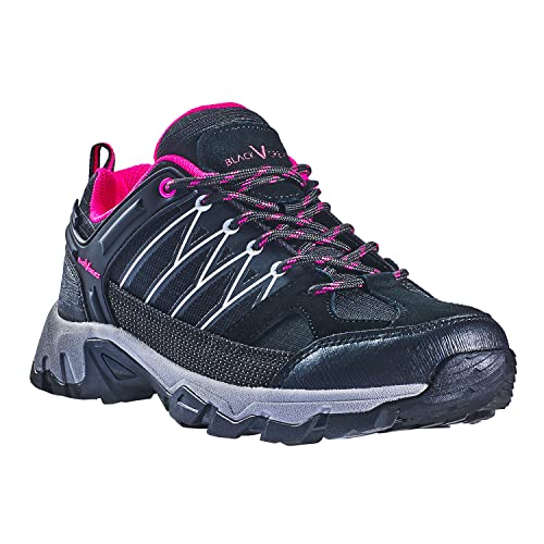Black Crevice Damskie buty trekkingowe, niskie cięcie, wodoodporne buty trekkingowe, wysokiej jakości sportowe buty outdoorowe, wyściełane buty trekkingowe z doskonałą amortyzacją, czarny różowy, 39
