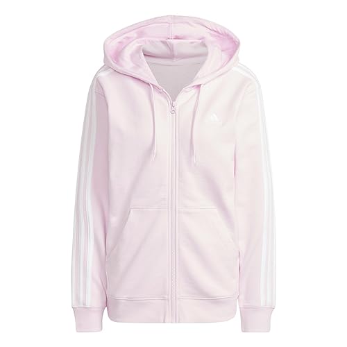 adidas Damska bluza dresowa z kapturem, Przezroczysty różowy/biały, S