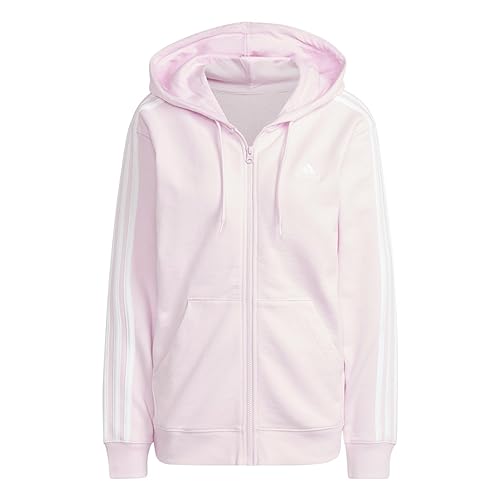 adidas Damska bluza dresowa z kapturem, Przezroczysty różowy/biały, M