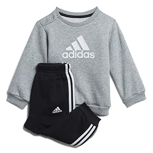 adidas H28835 I BOS LOGO JOG Spodnie Top: średni szary wrzosowy/biały Spód: czarny/biały 6-9 m
