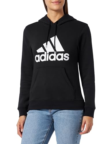 adidas Damska bluza z kapturem Essentials duże logo, regularny polar z kapturem, L czarny/biały, czarny/biały, L