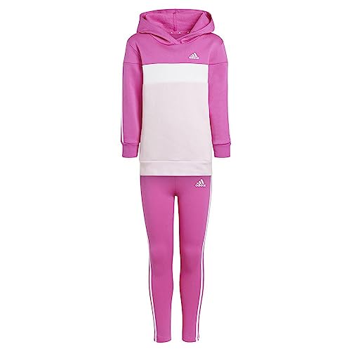 adidas, Essentials 3-Stripes Tyberio, Kombinezon, Top: Fuksja Nasiona Polerowany/Biały Różowy Biały/Jasny: Fuksja Nasiona Polerowane/Biały, 6/7A, Dziewczynka