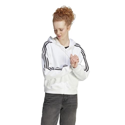 adidas Damska bluza dresowa z kapturem, biały/czarny, S