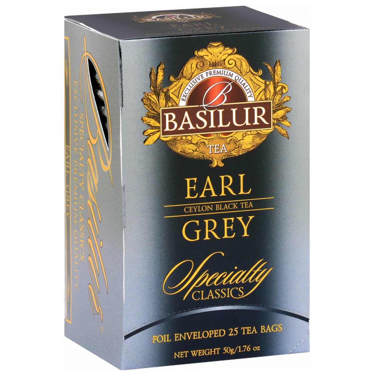 BASILUR Earl Grey- Czarna herbata cejlońska z olejkiem bergamotowym w saszetkach, 25x2g x1