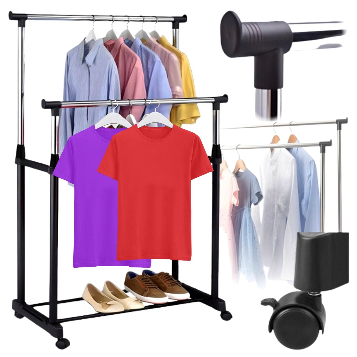 WIESZAK STOJĄCY NA UBRANIA kurtki koszule i bluzki, do garderoby stabilny