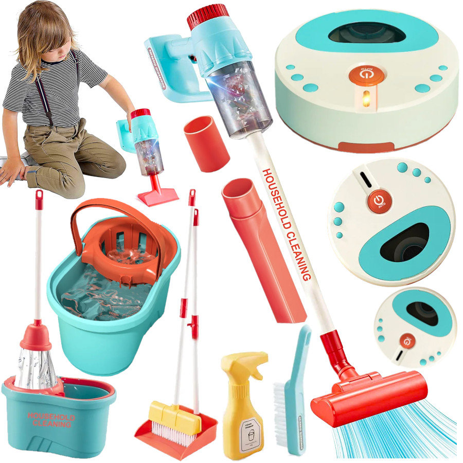 ODKURZACZ DLA DZIECI PIONOWY FUNKCJA SSANIA WCIĄGA duży zestaw sprzątający Z670