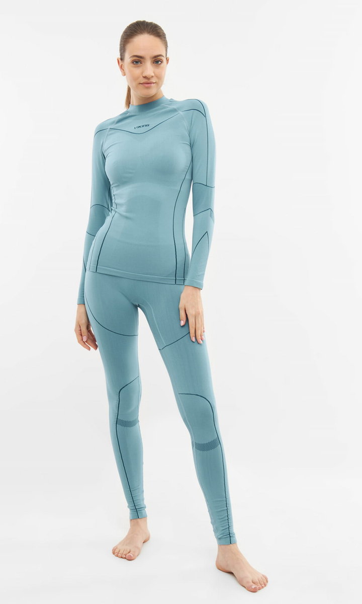 Komplet bielizny damskiej termoaktywnej z bambusowej Viking Gaja Turtle Neck 7000 turkusowy - L