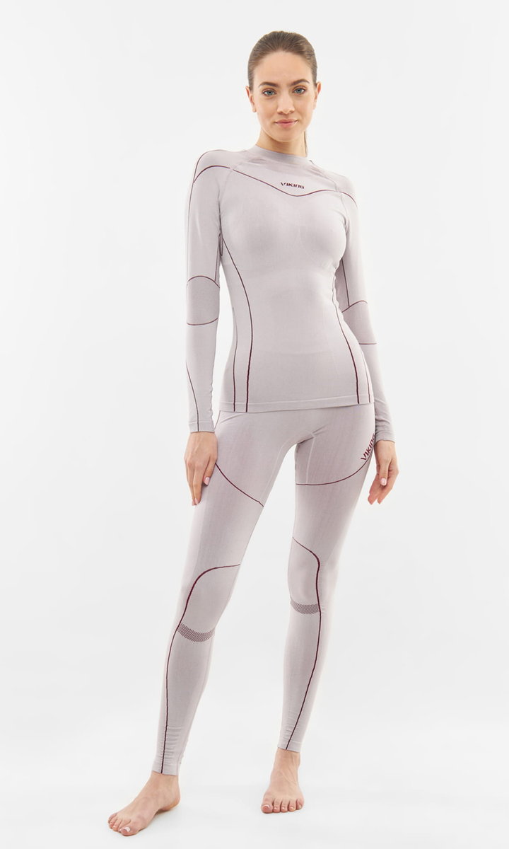 Komplet bielizny damskiej termoaktywnej z bambusowej Viking Gaja Turtle Neck 0800 jasnoszary - S