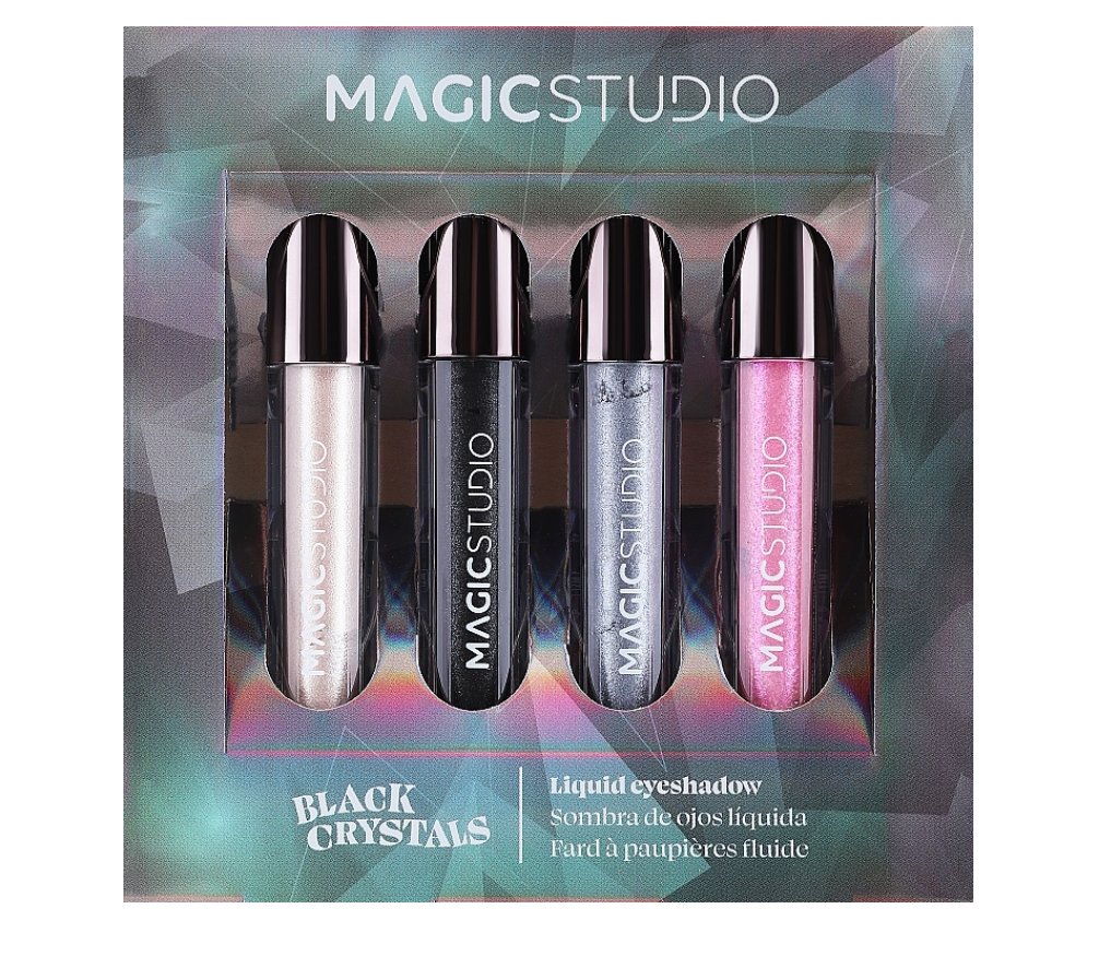 Magic Studio, Black Crystals, Zestaw płynnych cieni do powiek, 4 szt.