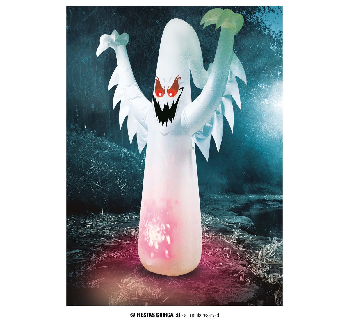 Dekoracja na Halloween Duch biały dmuchany 200 cm