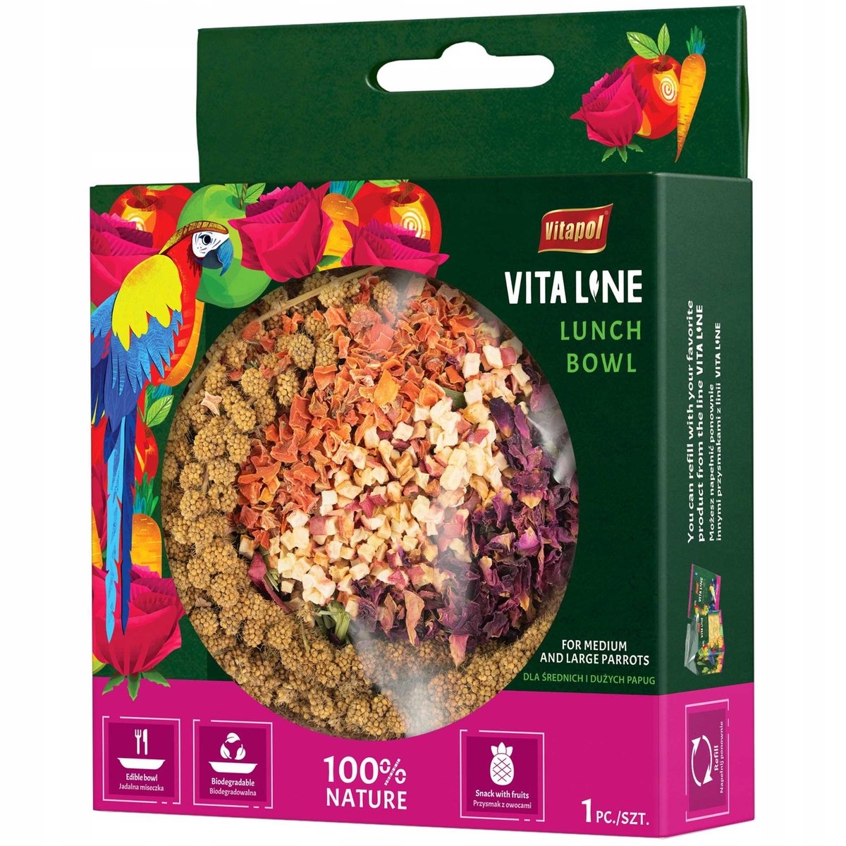 Vitapol Vitaline Lunch Bowl dla dużych i średnich papug, naturalny przysmak