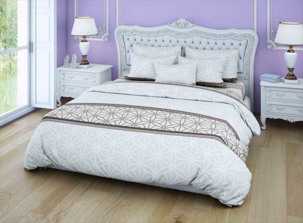 Pościel 160x200 Rozeta geometryczna beżowa brązowa 28092/1 Luxury 01