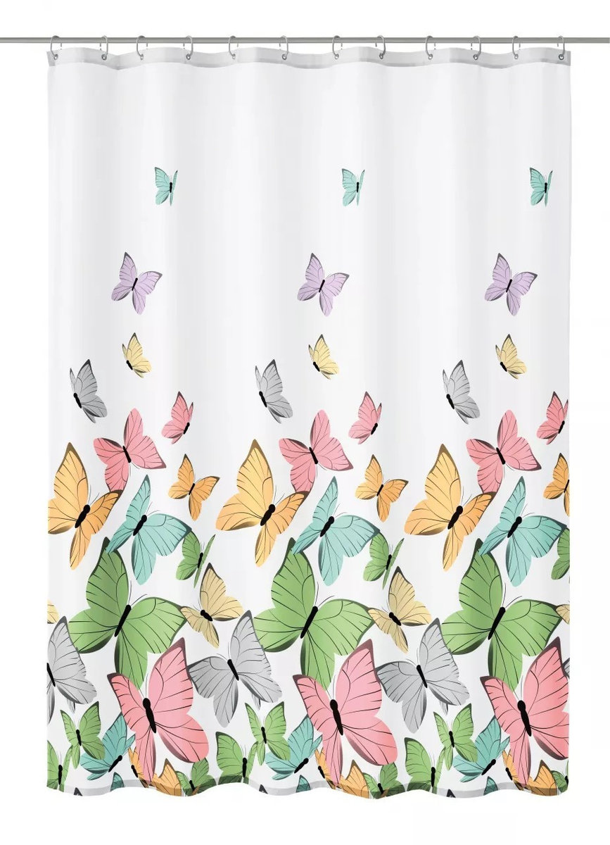 Kleine Wolke Butterflies Tekstylna Zasłona prysznicowa Multicolor 240x180 cm