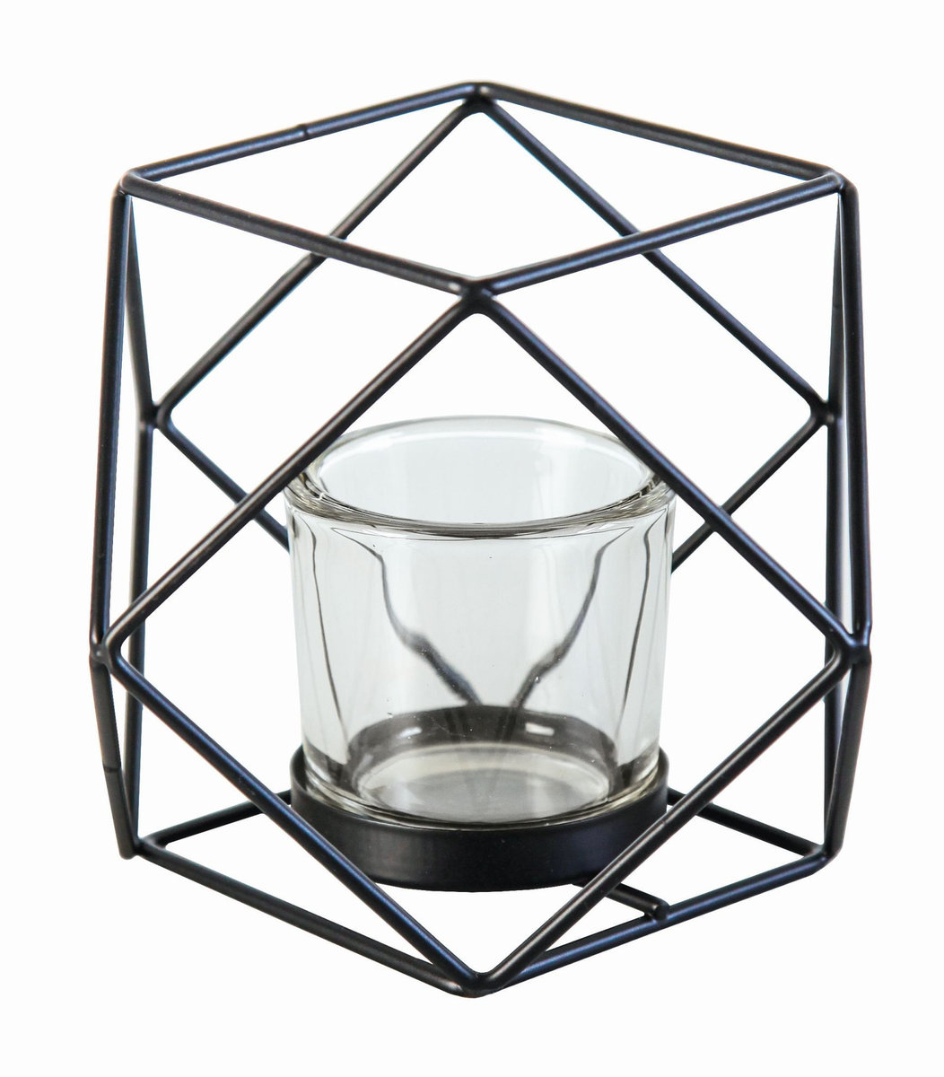 Kleine Wolke Polygon Świecznik czarny metal / szkło