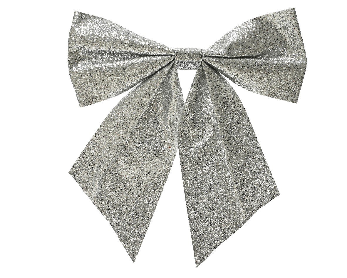 Kokarda brokatowa na klipsie srebrna 24cm ozdobna